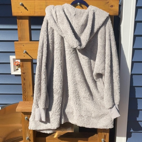 luvamia Fuzzy Fleece Open Front Pockets Hooded Cardigan Jacket Coat Outwear - Picture 3 of 6
